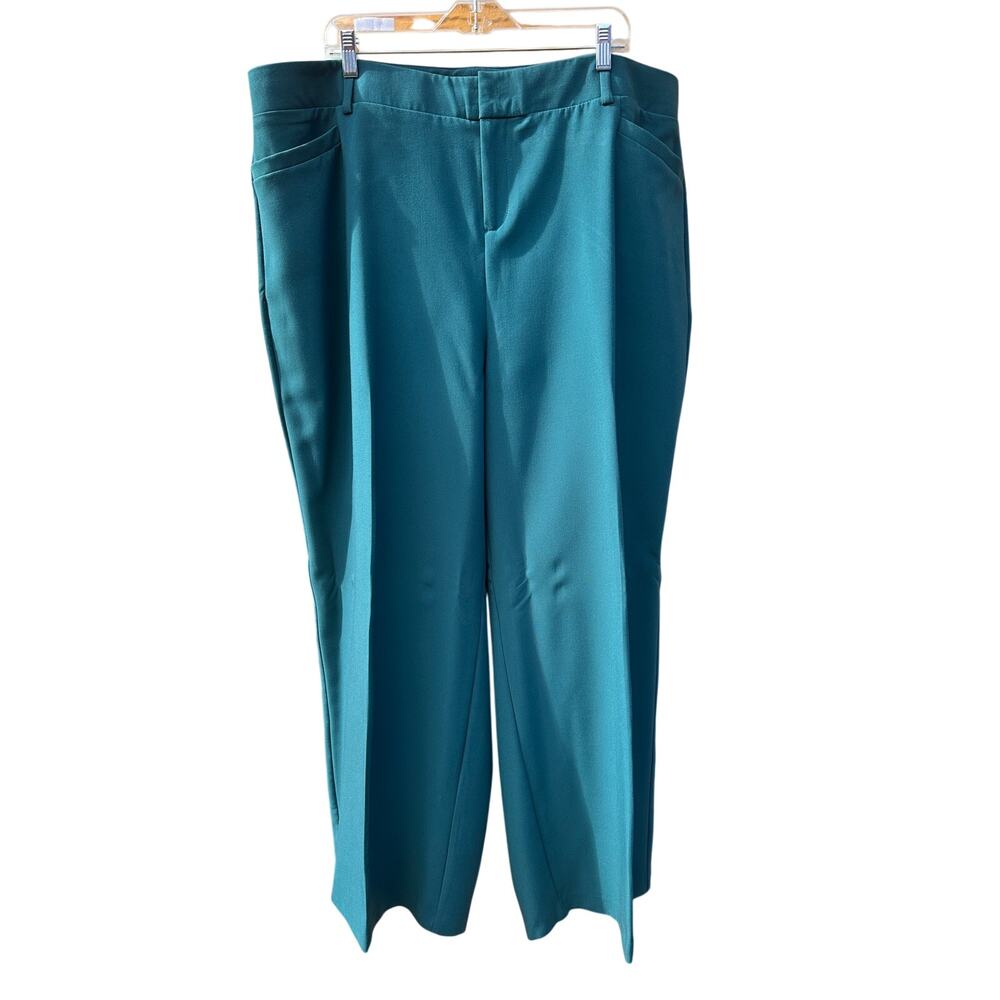Torrid Structured Wide Leg Trousers 22R Dark Green Stretch Career Pants
